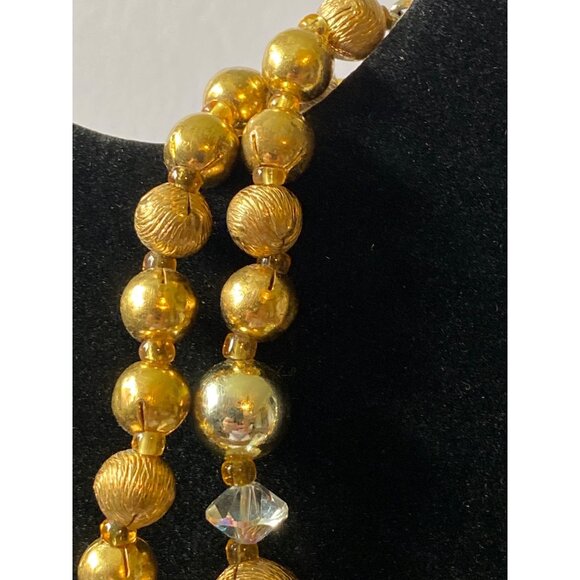 Vintage Lisner Gold-Tone Beaded Necklace With Filigree & Aurora Borealis Accents - Picture 5 of 10